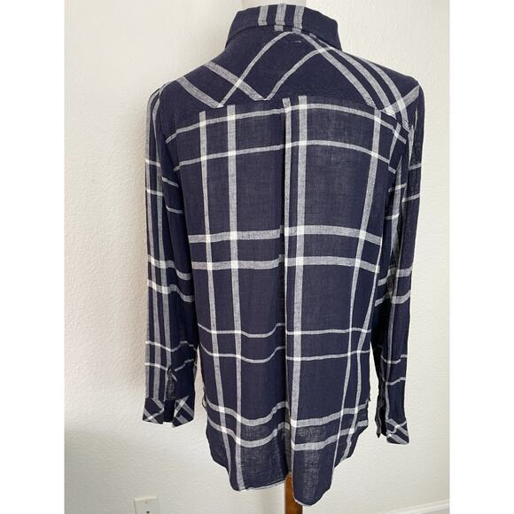 Rails Top Shirt Plaid Button Down Linen Blend Charli - Picture 6 of 12